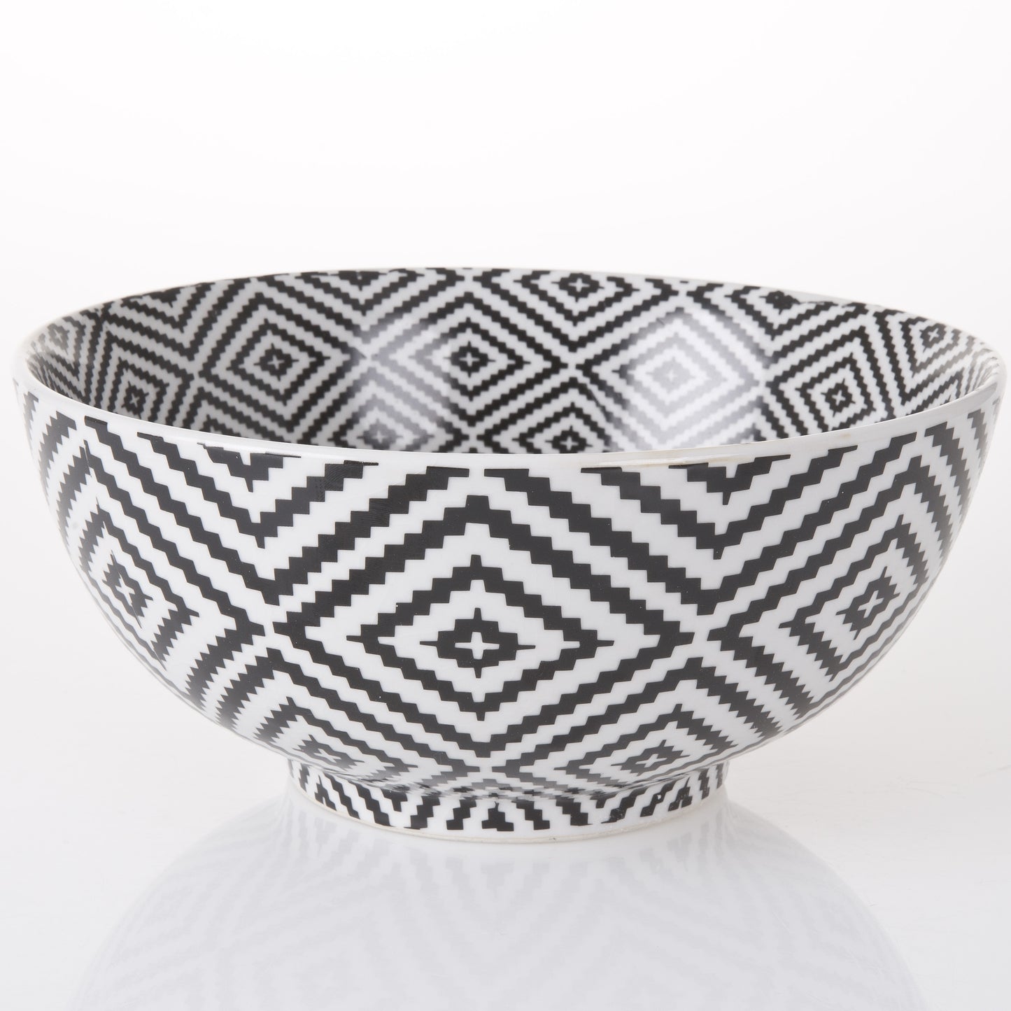 קערת קרמיקה שחור לבן זיגזג